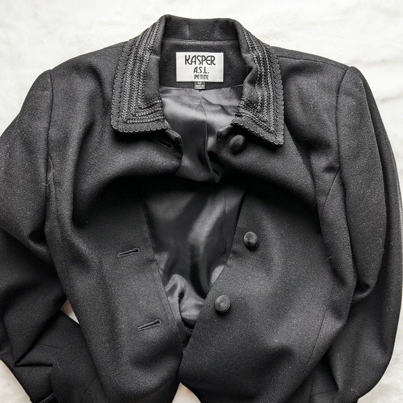 Kasper ASL Black Vintage Wool Blazer - Picture 6 of 15